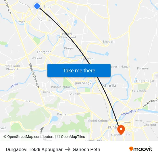 Durgadevi Tekdi Appughar to Ganesh Peth map
