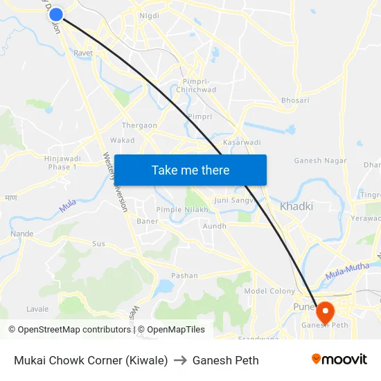 Mukai Chowk Corner (Kiwale) to Ganesh Peth map