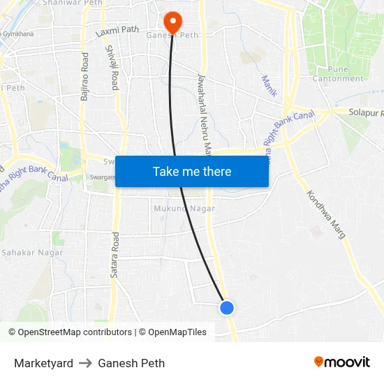 Marketyard to Ganesh Peth map