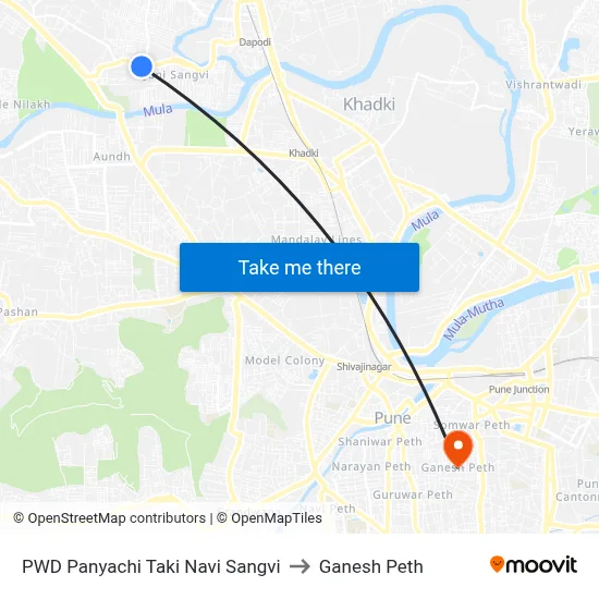 PWD Panyachi Taki Navi Sangvi to Ganesh Peth map