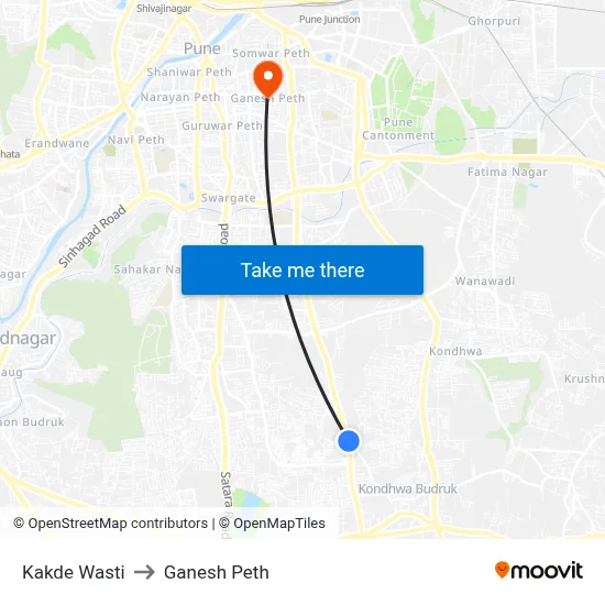 Kakde Wasti to Ganesh Peth map