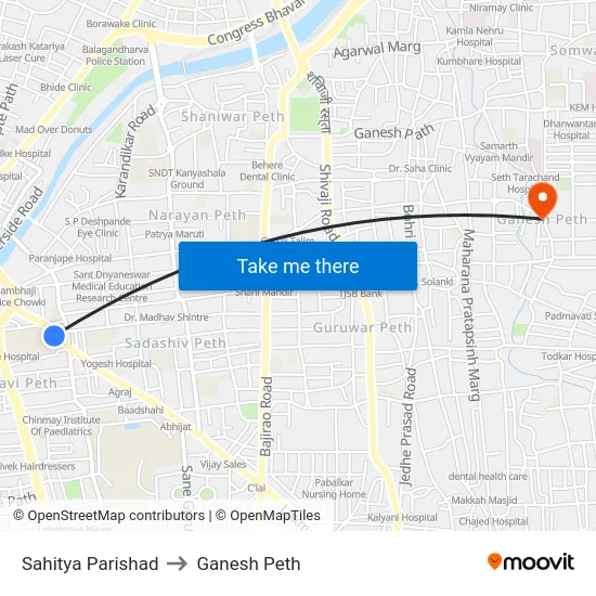 Sahitya Parishad to Ganesh Peth map