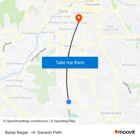Balaji Nagar to Ganesh Peth map
