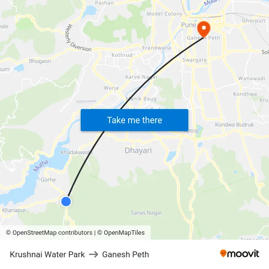 Krushnai Water Park to Ganesh Peth map