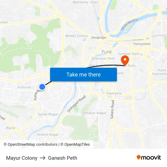 Mayur Colony to Ganesh Peth map