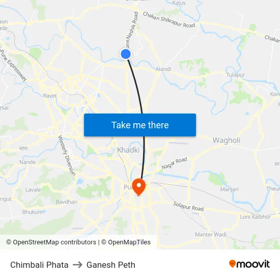 Chimbali Phata to Ganesh Peth map