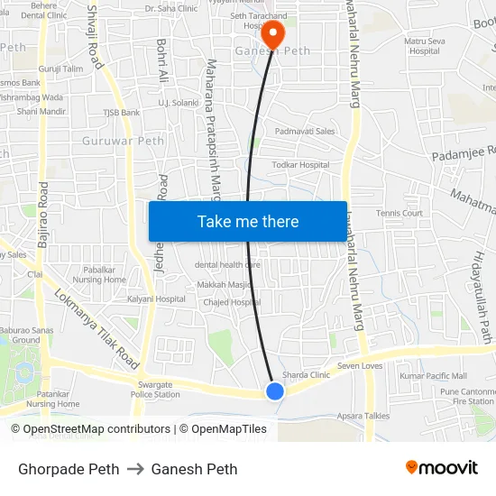 Ghorpade Peth to Ganesh Peth map