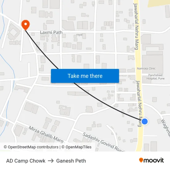 AD Camp Chowk to Ganesh Peth map
