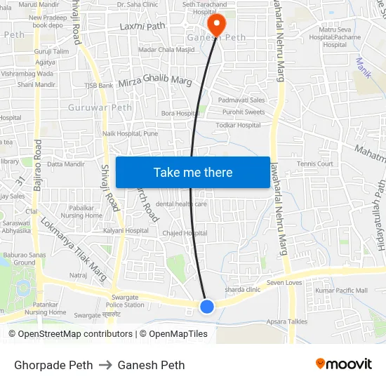 Ghorpade Peth to Ganesh Peth map