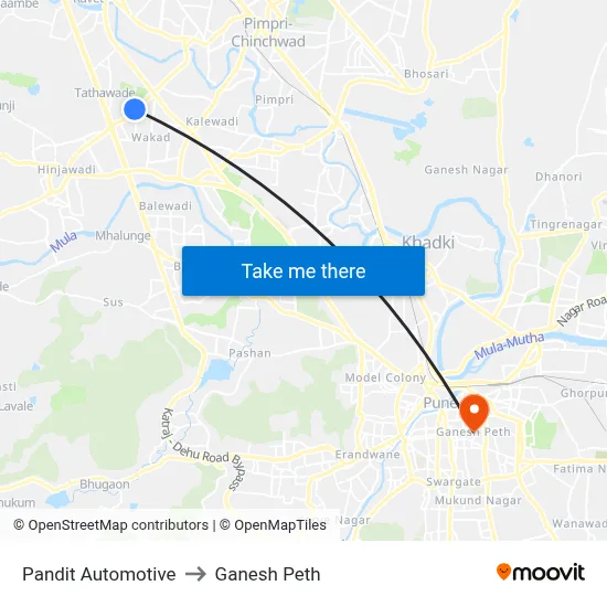 Pandit Automotive to Ganesh Peth map