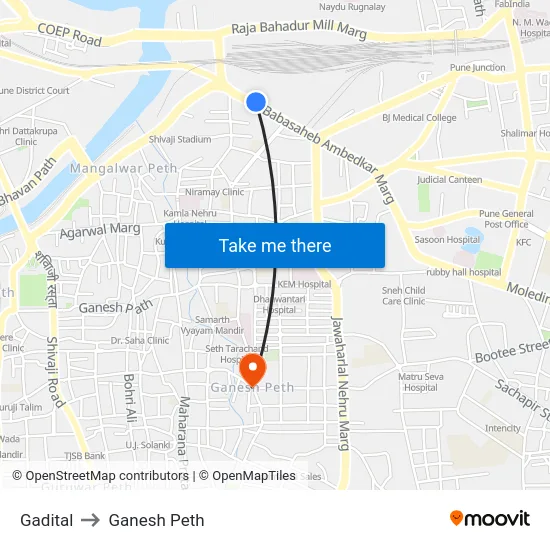 Gadital to Ganesh Peth map