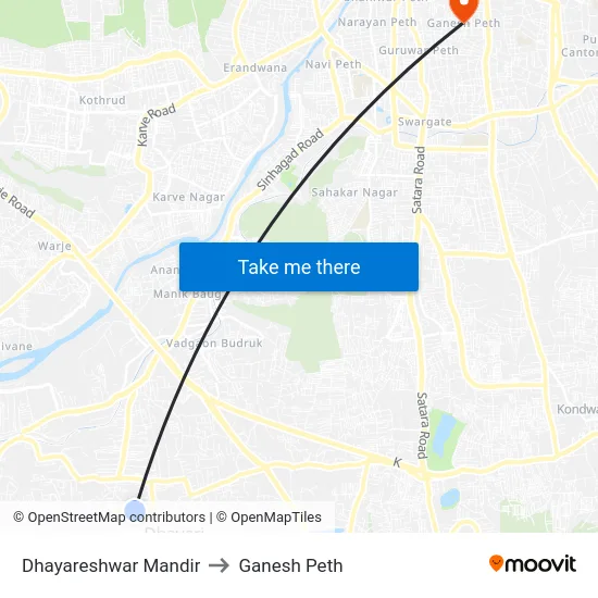 Dhayareshwar Mandir to Ganesh Peth map