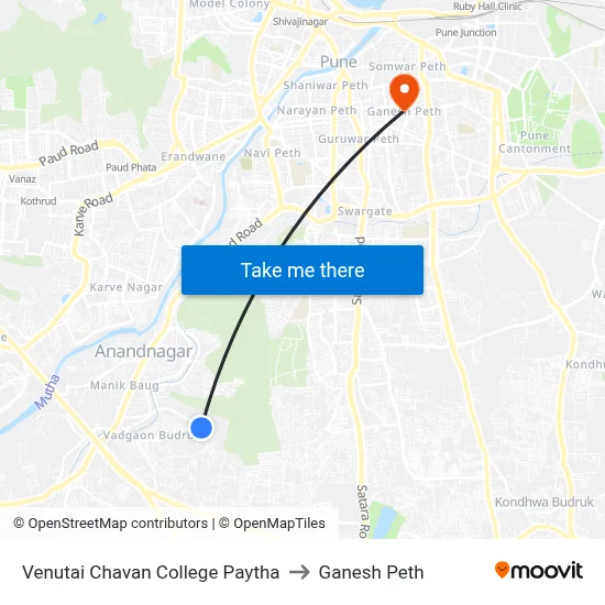 Venutai Chavan College Paytha to Ganesh Peth map