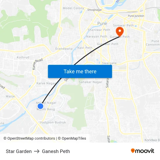 Star Garden to Ganesh Peth map