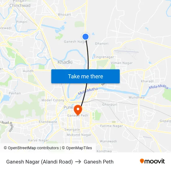 Ganesh Nagar (Alandi Road) to Ganesh Peth map