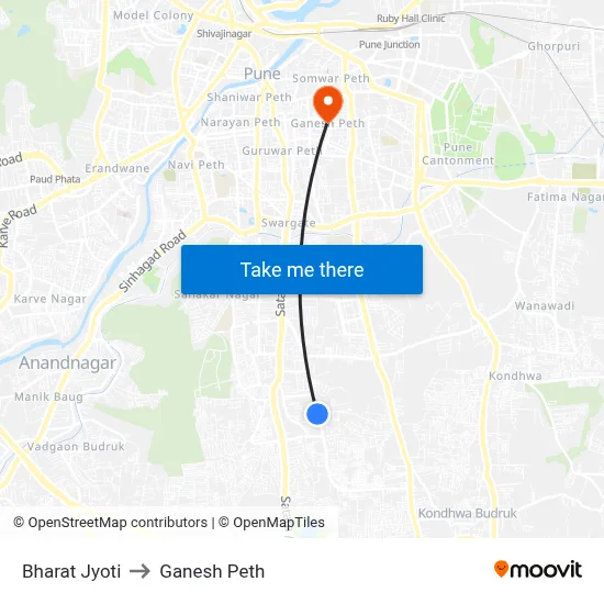 Bharat Jyoti to Ganesh Peth map