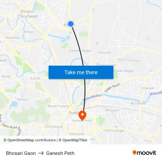 Bhosari Gaon to Ganesh Peth map