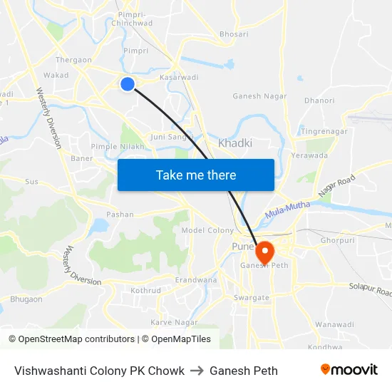 Vishwashanti Colony PK Chowk to Ganesh Peth map