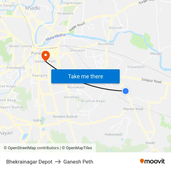 Bhekrainagar Depot to Ganesh Peth map