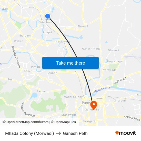 Mhada Colony (Morwadi) to Ganesh Peth map