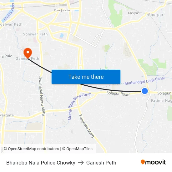 Bhairoba Nala Police Chowky to Ganesh Peth map
