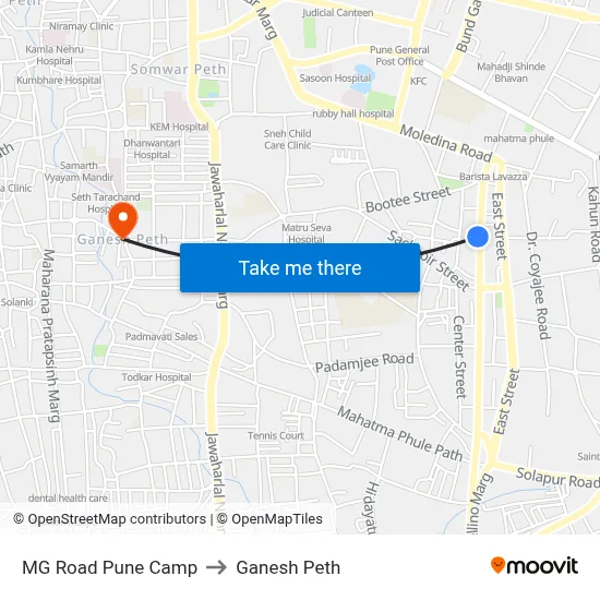 MG Road Pune Camp to Ganesh Peth map
