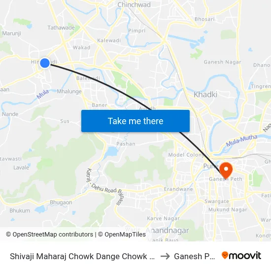 Shivaji Maharaj Chowk Dange Chowk Road to Ganesh Peth map