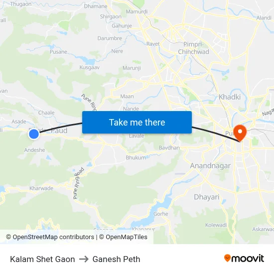 Kalam Shet Gaon to Ganesh Peth map