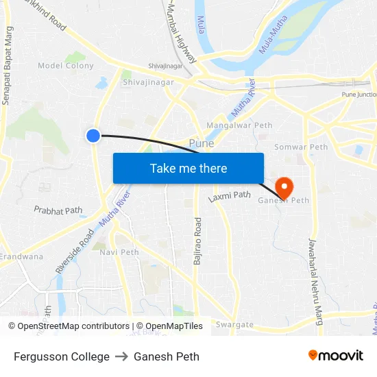 Fergusson College to Ganesh Peth map