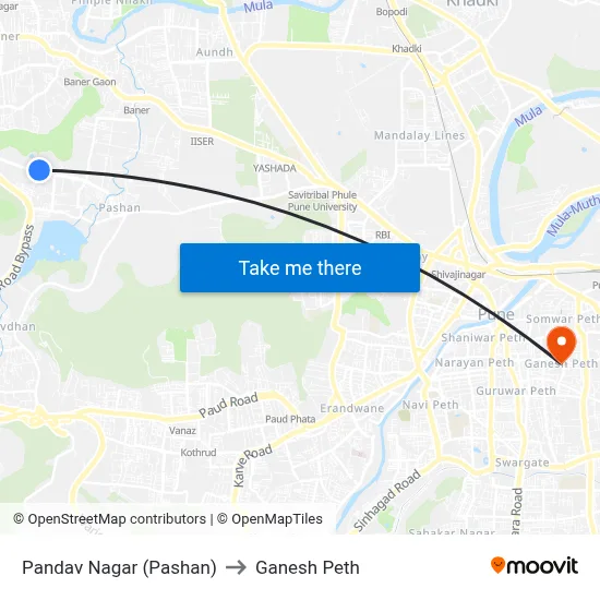 Pandav Nagar (Pashan) to Ganesh Peth map