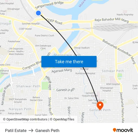 Patil Estate to Ganesh Peth map