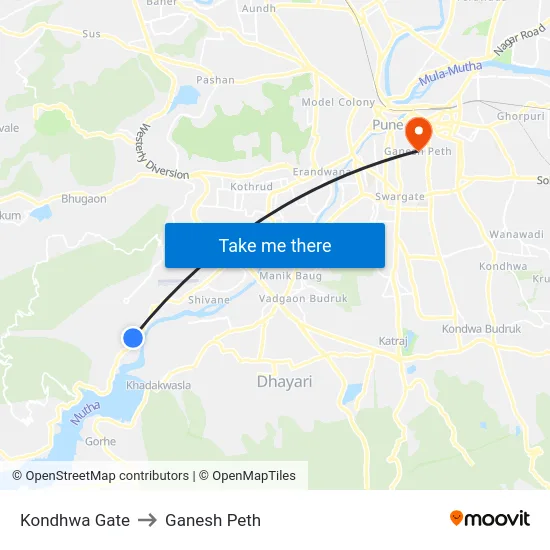 Kondhwa Gate to Ganesh Peth map