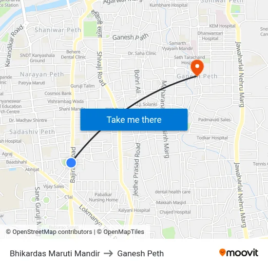 Bhikardas Maruti Mandir to Ganesh Peth map