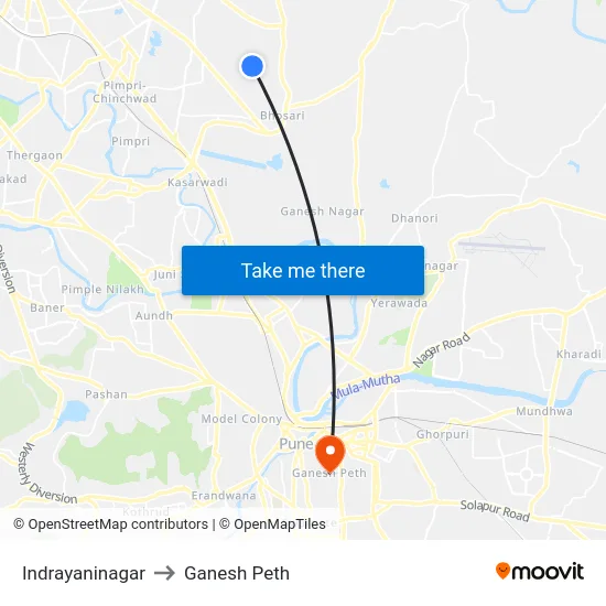 Indrayaninagar to Ganesh Peth map