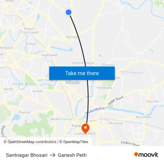 Santnagar Bhosari to Ganesh Peth map