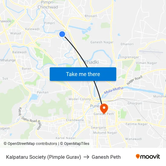 Kalpataru Society (Pimple Gurav) to Ganesh Peth map