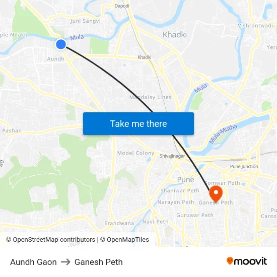 Aundh Gaon to Ganesh Peth map
