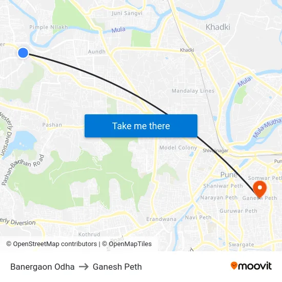 Banergaon Odha to Ganesh Peth map