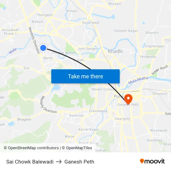 Sai Chowk Balewadi to Ganesh Peth map