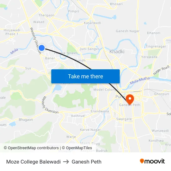 Moze College Balewadi to Ganesh Peth map