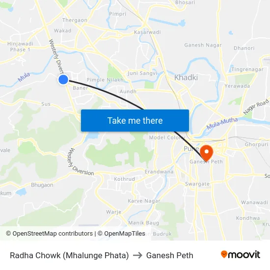 Radha Chowk (Mhalunge Phata) to Ganesh Peth map