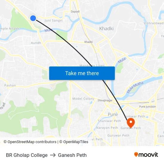 BR Gholap College to Ganesh Peth map