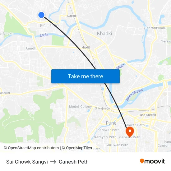 Sai Chowk Sangvi to Ganesh Peth map