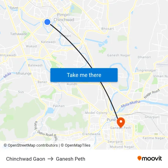 Chinchwad Gaon to Ganesh Peth map