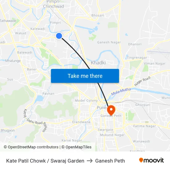Kate Patil Chowk / Swaraj Garden to Ganesh Peth map