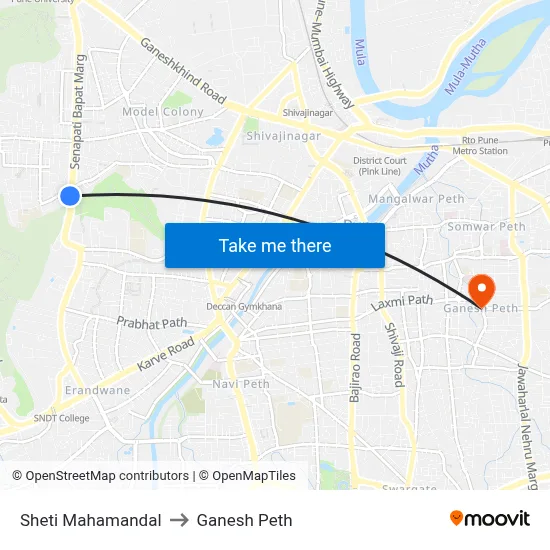 Sheti Mahamandal to Ganesh Peth map