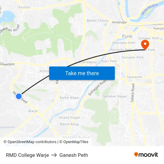 RMD College Warje to Ganesh Peth map