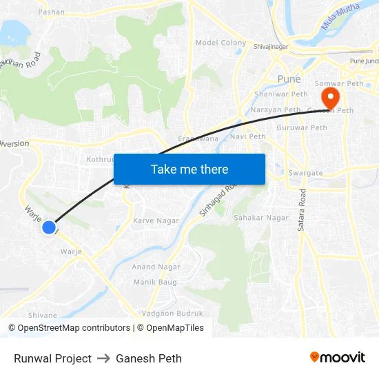 Runwal Project to Ganesh Peth map