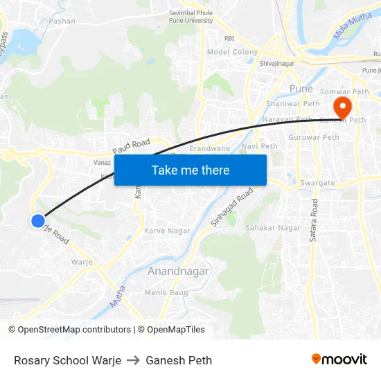 Rosary School Warje to Ganesh Peth map