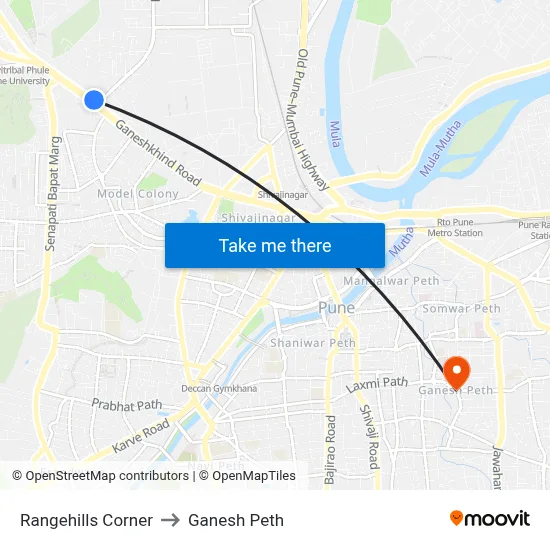 Rangehills Corner to Ganesh Peth map